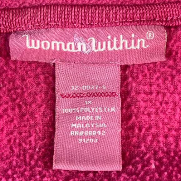 Woman Within Fleece Vest Women's 1X Fleece Pink Cozy - Picture 4 of 6